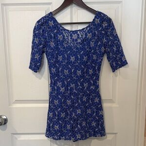 Blue Lace Floral Romper /shorts  Soieblu